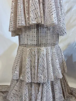 ☀️NWT Michael Costello x REVOLVE Shirley Sequin Tiered Gown Mauve Sz S❤️ thumbnail 8