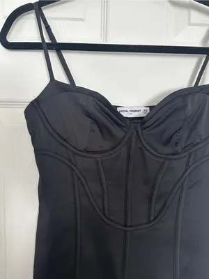 NWT Hollister Social Tourist Satin Corset Mini Dress - Black - XS thumbnail 5