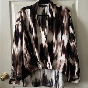 Rachel Roy‎ Womens Long Sleeve Abstract Tie Dye V-Neck Billowy Chic Top Size XL thumbnail 2