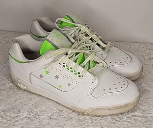 Adidas 80's retro slam court white green stars sneakers shoes sz 9 just dirty thumbnail 1