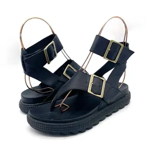Sorel Roaming T-Strap Buckle Sandals Size 5.5 Black Leather Strappy Rugged Sole thumbnail 4