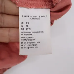 American Eagle Linen Top Womens XS Cami Cropped Floral Patchwork Pink Excellent thumbnail 3