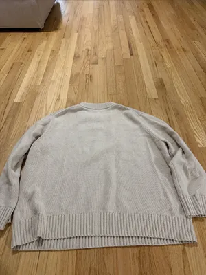 Jenni Kayne Tan Cotton Cashmere Crewneck Sweater Sz L thumbnail 8