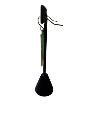 NWT Modernist‎ Mixed Metal Geometric Bar Drop Earrings Green & Peach Enamel thumbnail 6
