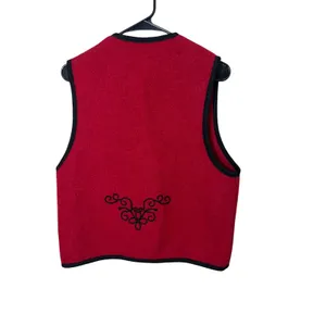 Vintage L.L.‎ Bean Wool Vest Women's Medium Red Black Embroidered Sleeveless thumbnail 8