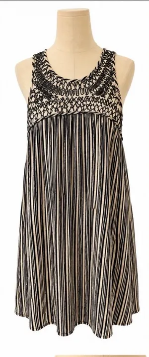 Ecote Anthropologie Embroidered Open Back Swing Dress Medium Boho Cotton thumbnail 1