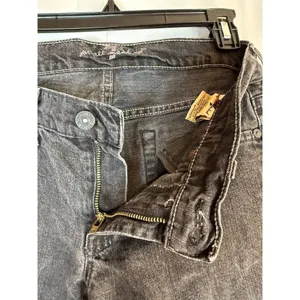 7 For All Mankind Jeans Womens Black Charcoal Wash Straight Leg 32 Inseam thumbnail 14
