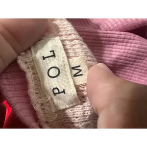 POL Womens‎ Pink Patchwork Waffle Knit Crochet Lace V-Neck Oversized Top Medium thumbnail 7