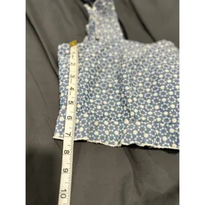 Kirious Los Angeles Eyelet Ruffle Strap Crop Top Women Medium Blue White Cotton thumbnail 4