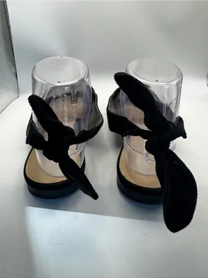 Saks Fifth Avenue Black Suede Pointed Toe Slingback Flats with Bow Sz 10 thumbnail 4