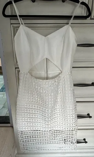 Mustard seed white keyhole mini dress thumbnail 1
