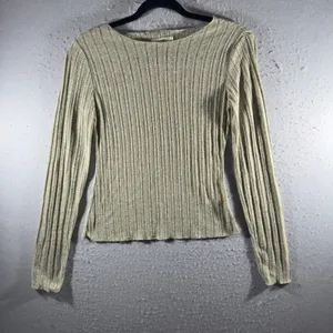 3235 | Natural Life Ribbed Knit Boat Neck Top Sage Green Boho Women S thumbnail 1