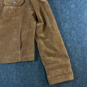 Live a Little Brown Suede Leather Jacket Rosette Floral Western Boho Womens L thumbnail 9