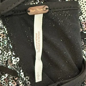 Free People James Silver Combo Black Sequin Open Back Tank Top Festival size L thumbnail 3