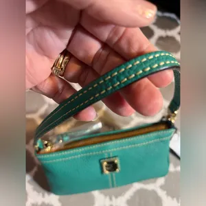 Dooney & Bourke NWT Turquoise Leather Mini Shoulder or Wristlet Bag summer fun thumbnail 15
