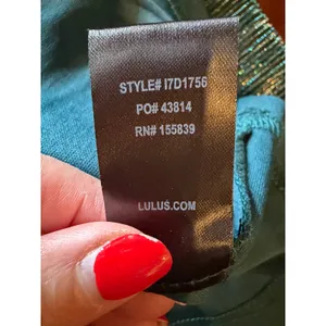 Lulus Ailey Skater Dress Women Small Teal Blue Gold Metallic Mini Party Prom thumbnail 12
