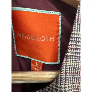 Modcloth A-Line‎ Dress Small Maroon Plaid Sleeveless Pockets Academia Clueless thumbnail 6