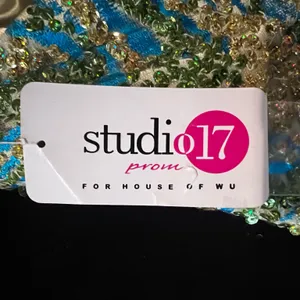 NWT Studio 17 House of Wu Lime Turquoise Gold Strapless Gown 8 thumbnail 7