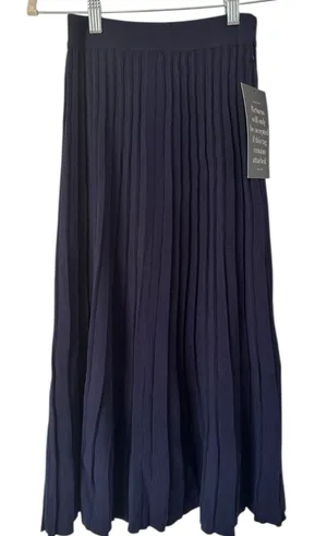 NWT Hyacinth House Navy Blue Pleated Midi Skirt Women’s Size XXS thumbnail 1