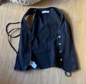 Mango Charcoal Denim Vest thumbnail 1
