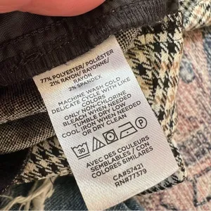 Ann Taylor Factory Houndstooth Plaid Checkered Pants Tie Belt Black White Tan 8 thumbnail 11