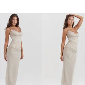 HOUSE OF CB L‎ D-DD 'Nalini' Sand Maxi Dress NWOT thumbnail 3