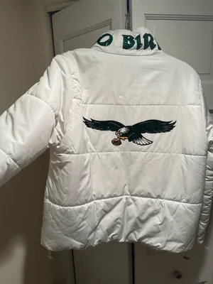 Philadelphia Eagles Custom Puffer jacket White Size L thumbnail 2