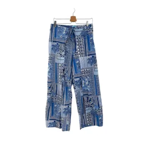 J.McLaughlin Eugene Palm Patchwork Wide Leg Pull On Pants Blue White Size Medium thumbnail 3