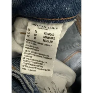 American Eagle Stretch Medium Wash Mom Jean Heavy Distressing Women Size‎ 00 thumbnail 9