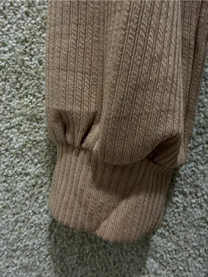 NWT color block long sleeved shirt neutral fall tones elevated basic medium Flaw Tan thumbnail 12