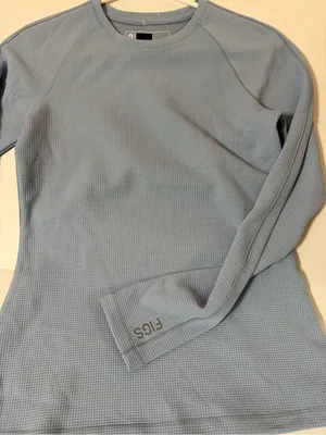 Baby blue nwot xs FIGS waffle knit long sleeve underscrub top logo new thumbnail 2