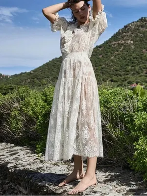 Doen Cream Lace Midi Skirt, S thumbnail 3