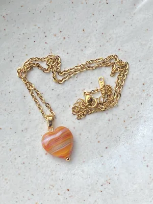 Handmade quality Czech glass chic fairy boho gold chain necklace🧡 thumbnail 5