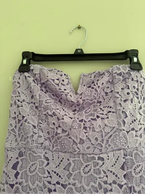 ASTR Lavender Strapless Lace Midi Dress with Side Slit thumbnail 5