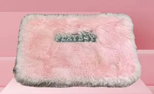 PLAYBOY Pink Fur Clutch with Silver Accents thumbnail 1