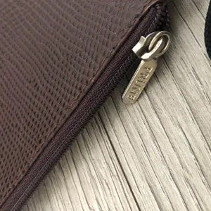 NWT Prune Textured Purple/Brown Zipper Bag Clutch Wristlet thumbnail 6