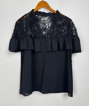 Lilly Pulitzer Black Marabella Lace Top Size‎ Large thumbnail 1