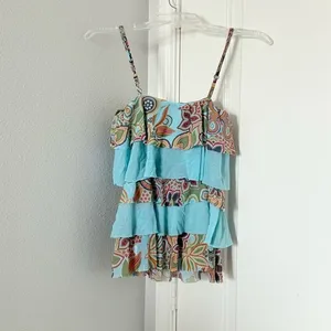 Boho Ruffle Cami Top 70s Psychedelic 90s Boho Y2K Groovy Festival Style thumbnail 5