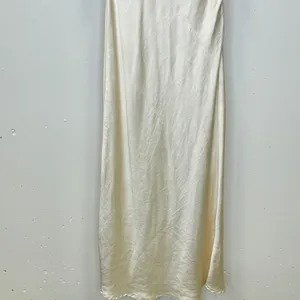 Selfie Leslie Champagne Satin‎ Strapless Cowl Back Maxi Dress Cream Women's XS thumbnail 4