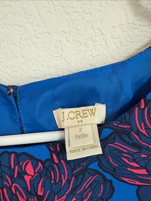 J. Crew Blue Mini Dress with Pink Floral Pattern thumbnail 2
