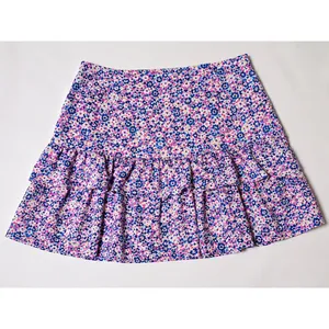 Lilly Pulitzer Womens 8 Floral Ruffle Mini Skirt Pink Blue Tiered Lined thumbnail 3