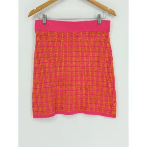 Free Assembly Pink Orange Textured Knit Mini Sweater Skirt Size Medium NWT‎ thumbnail 5
