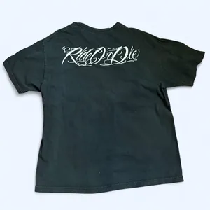 Ride or Die Bad to Bone Motorcycle Biker Black Graphic AOP Tee Tshirt Y2K DGA David Gonzales Skull Skeletons Baggy Oversize Sz XL - measurement in pics thumbnail 5