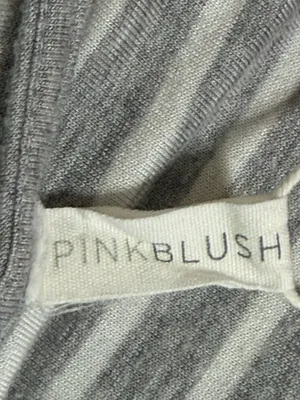 PinkBlush Grey Striped Tie Waist Tulip Hem Maternity Dress Size L thumbnail 2