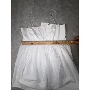 Anthropologie nwt maeve White Pintuck Smocked Babydoll Mini Dress Medium NWT Smocked thumbnail 9