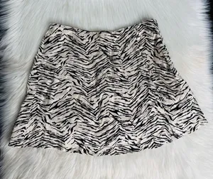 Zara White and Black Satin Zebra Print Skort thumbnail 1