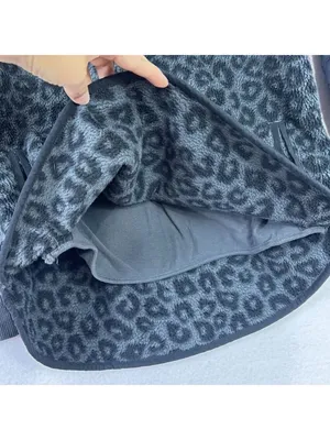 Abercrombie & Fitch Snap-Up Fleece Leopard Print Pullover Asymmetrical Sz Medium thumbnail 8