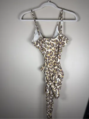 Aerie Leopard Print Wrap One-Piece Swimsuit Sz M thumbnail 3
