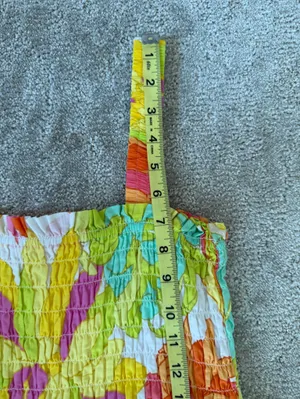 Seafolly Palm Springs Smocked Midi Dress in Lime Light Multi Floral Size Medium thumbnail 14
