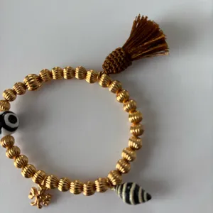 NWOT Tory Burch Gold Beaded Bracelet with Black and White Accents thumbnail 4